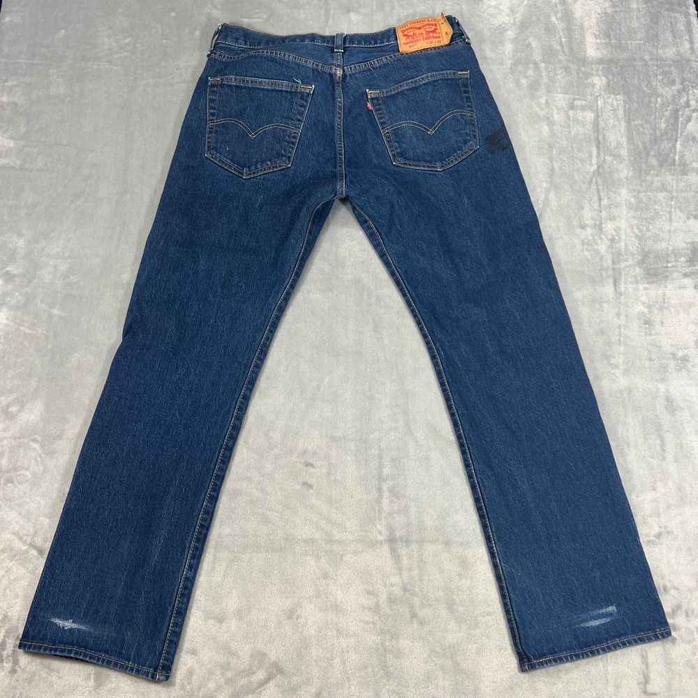 LEVI'S 501‎ Jeans Mens 36x32 Button Fly Straight Leg Blue Denim Casual Stained